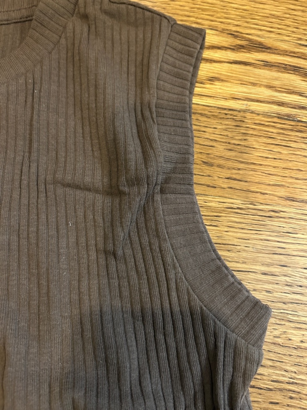 Topshop Brown Ribbed Button-Front Knit Tank - Picture 3 of 5